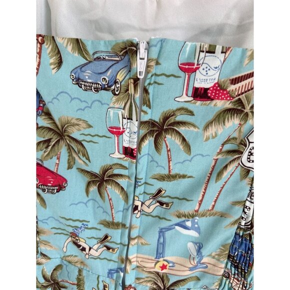 Magnolia Park Retro Route 66 Palm Tree Print Fit & Flare Sundress Adjustable Str - Picture 7 of 8